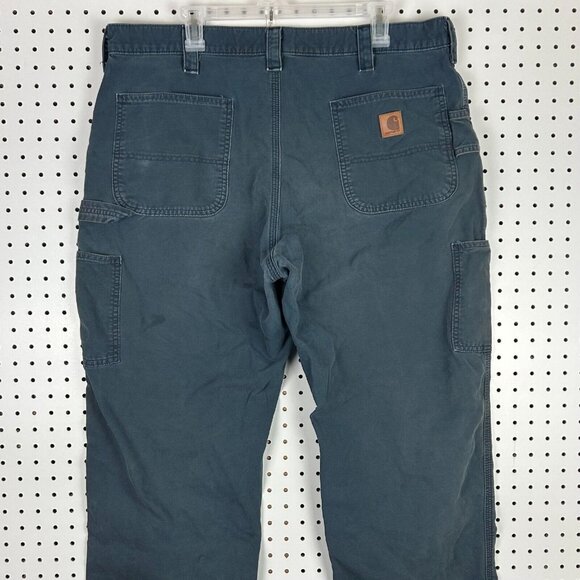 Carhartt Carpenter Navy Blue Faded Work Pants‎ Size 40x30 Grunge Wide Leg Loose - Picture 2 of 7